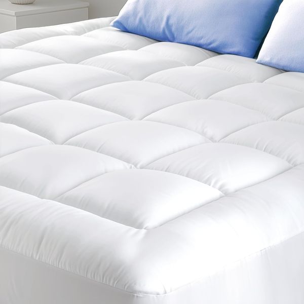 Hochwertige 100% Baumwolle Matratzenauflage mit Rockrand, robuste 600 GSM Auflage 135 x 190 cm