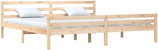 Geraumiges Kiefernmassivholzdoppelbett, klassisches Schlafzimmerbett mit festem Lattenrost 200 x 200 cm